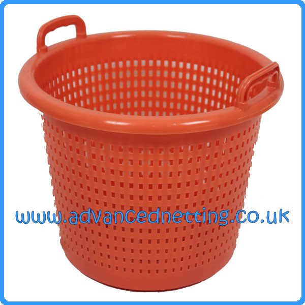 Orange Plastic 44ltr Fish Basket with Moulded Handles